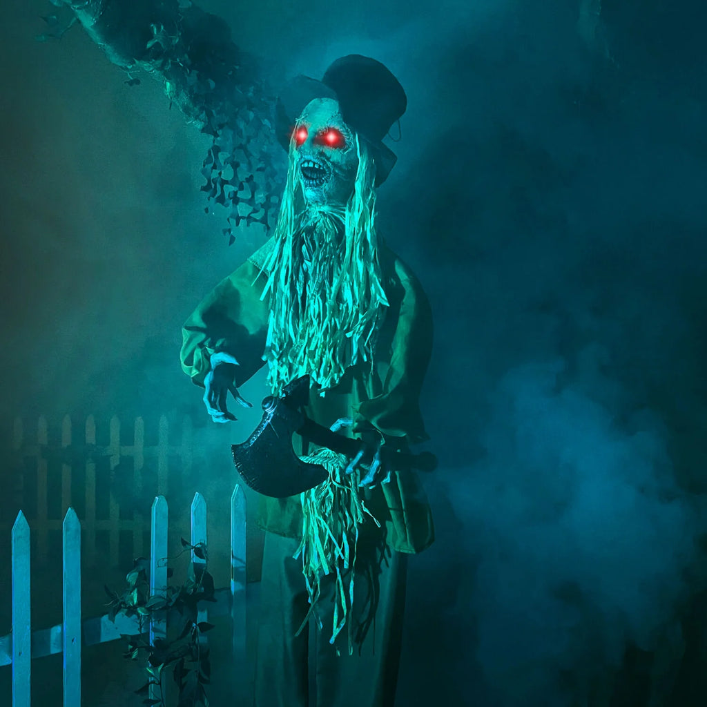 Lifesize Animatronic Haunted Scarecrow with Lights and Sound, Halloween Decoration, HHSCR-7FLSA