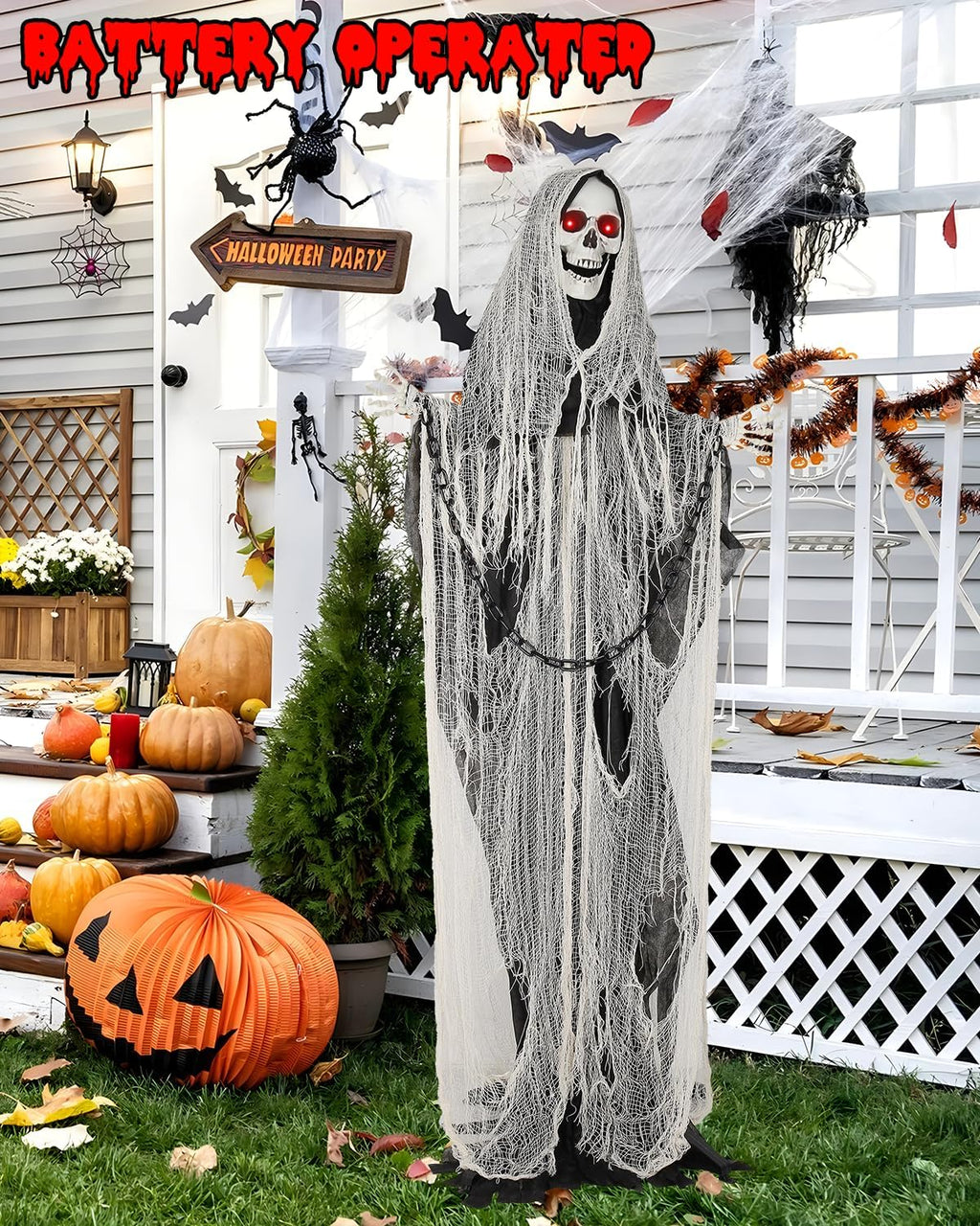 Life-Size Animated Grim Reaper Halloween Decorations Outdoor, Halloween Animatro
