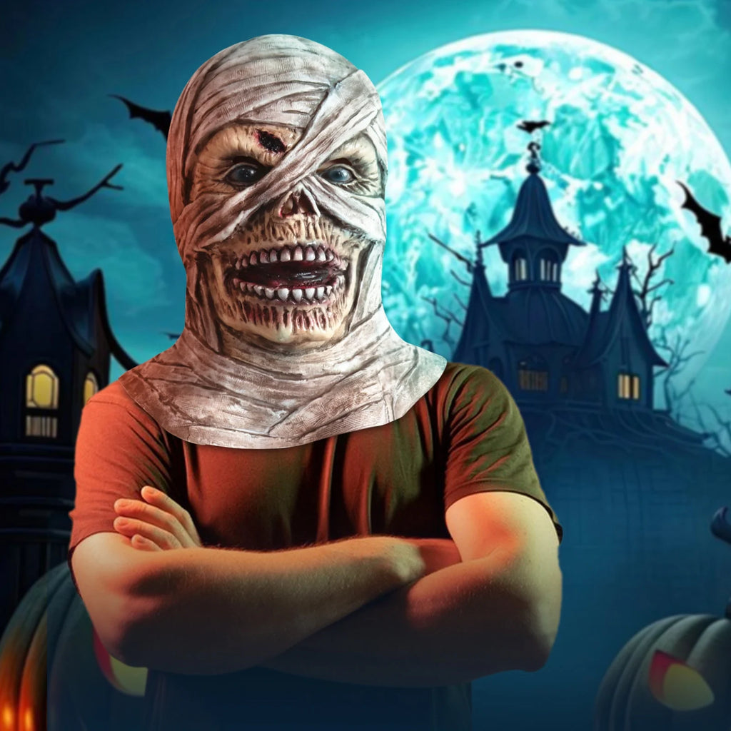 Realistic Mummy Halloween Mask - Terrifying Bandage Face Costume for , Masquerade, Carnival & Steampunk Parties, Breathable & Comfortable Scary Mask for Pranks & Halloween Fun