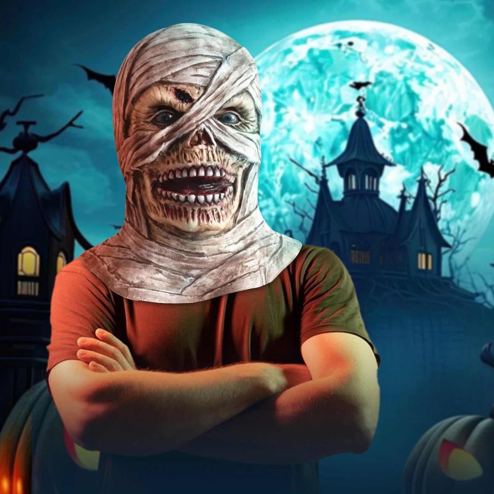 Realistic Mummy Halloween Mask - Terrifying Bandage Face Costume for , Masquerade, Carnival & Steampunk Parties, Breathable & Comfortable Scary Mask for Pranks & Halloween Fun