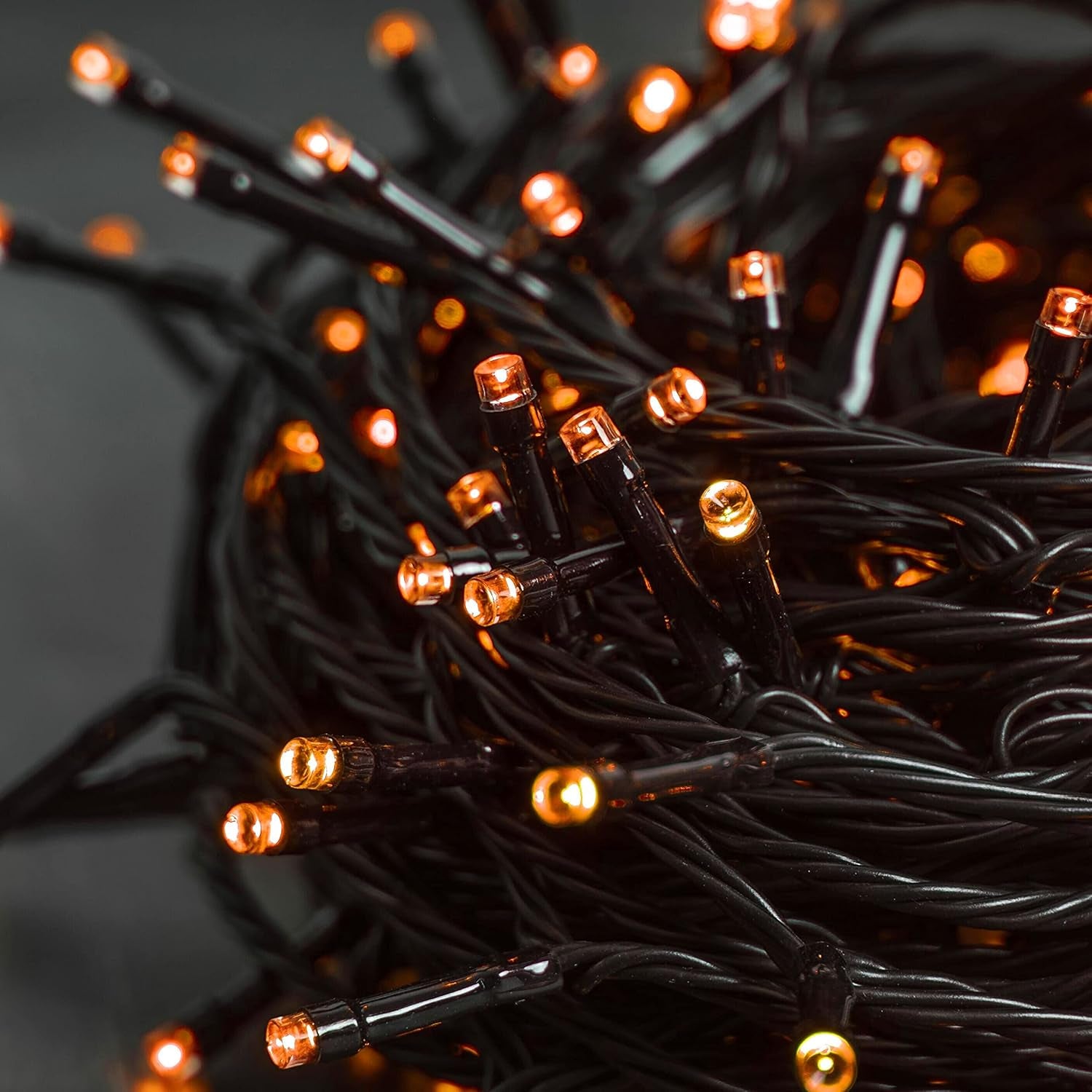 33FT 100 LED Halloween String Lights Orange, Plug in Black Wire Fairy Lights 8 Modes Waterproof Mini Light for Outdoor Indoor Christmas Tree Holiday Wedding Party Bedroom Patio Tree Decor