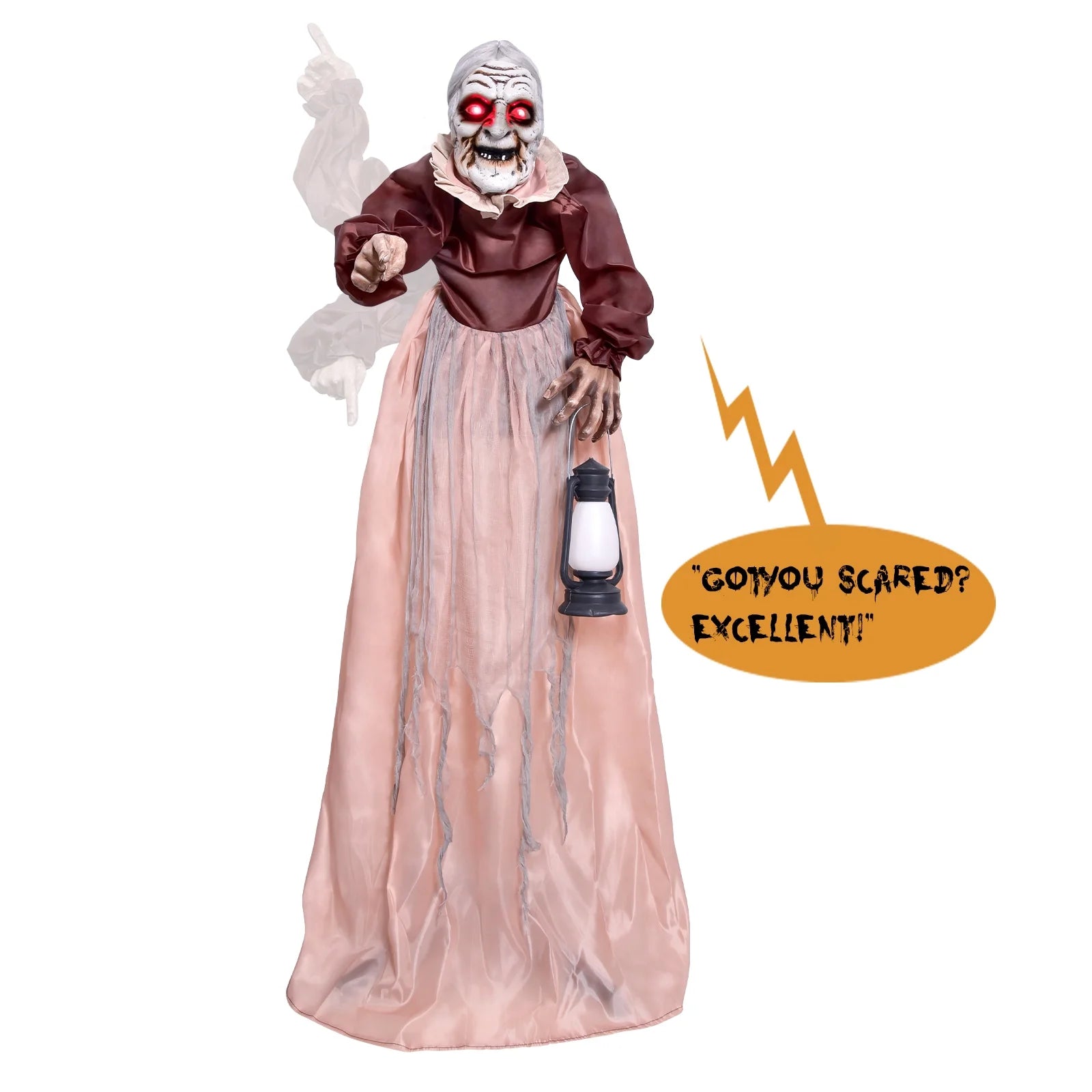 5FT Halloween Animatronics Life Size Witch Scary Prop, Motion Activated Outdoor Decoration for Haunted House Party Lawn Patio Yard Decor