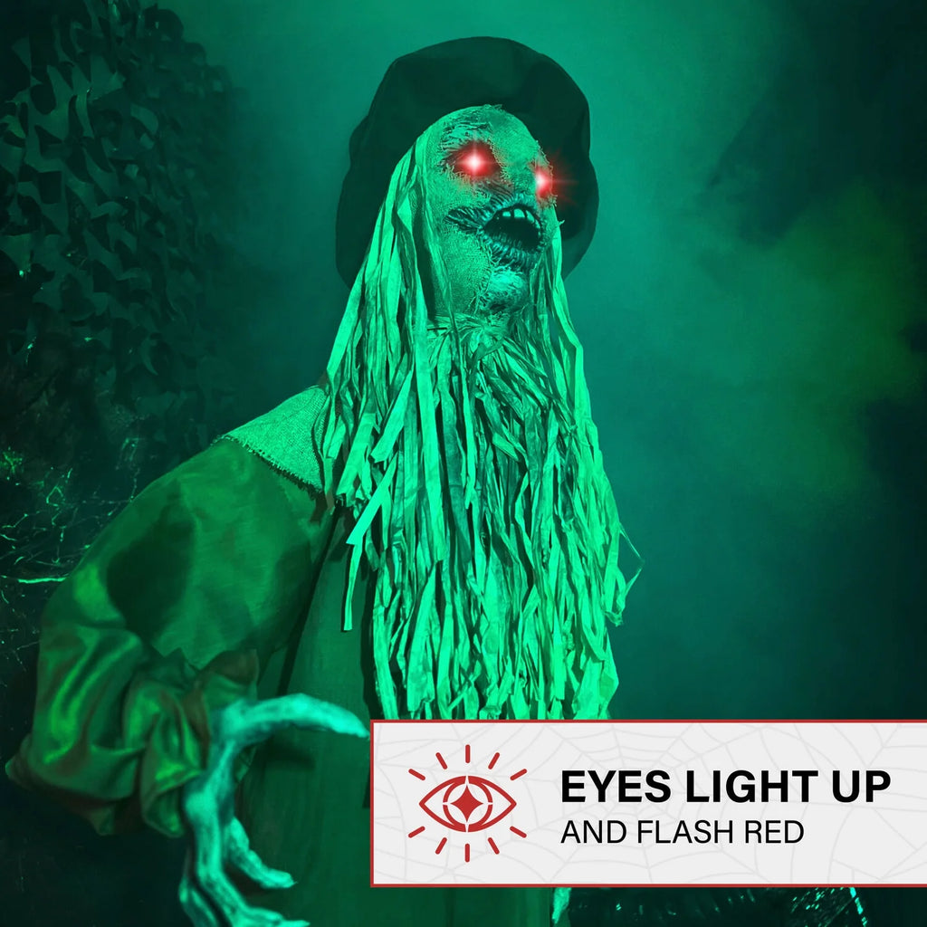 Lifesize Animatronic Haunted Scarecrow with Lights and Sound, Halloween Decoration, HHSCR-7FLSA