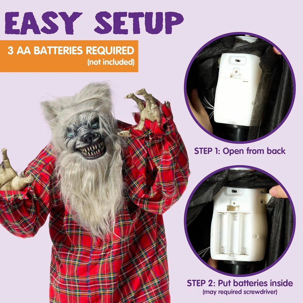 63" Standing Werewolf Large Halloween Decorations Outdoor Scary Decorations Halloween Motion Activated Werewolf with LED Eyes & Sound,Haunted House Decor