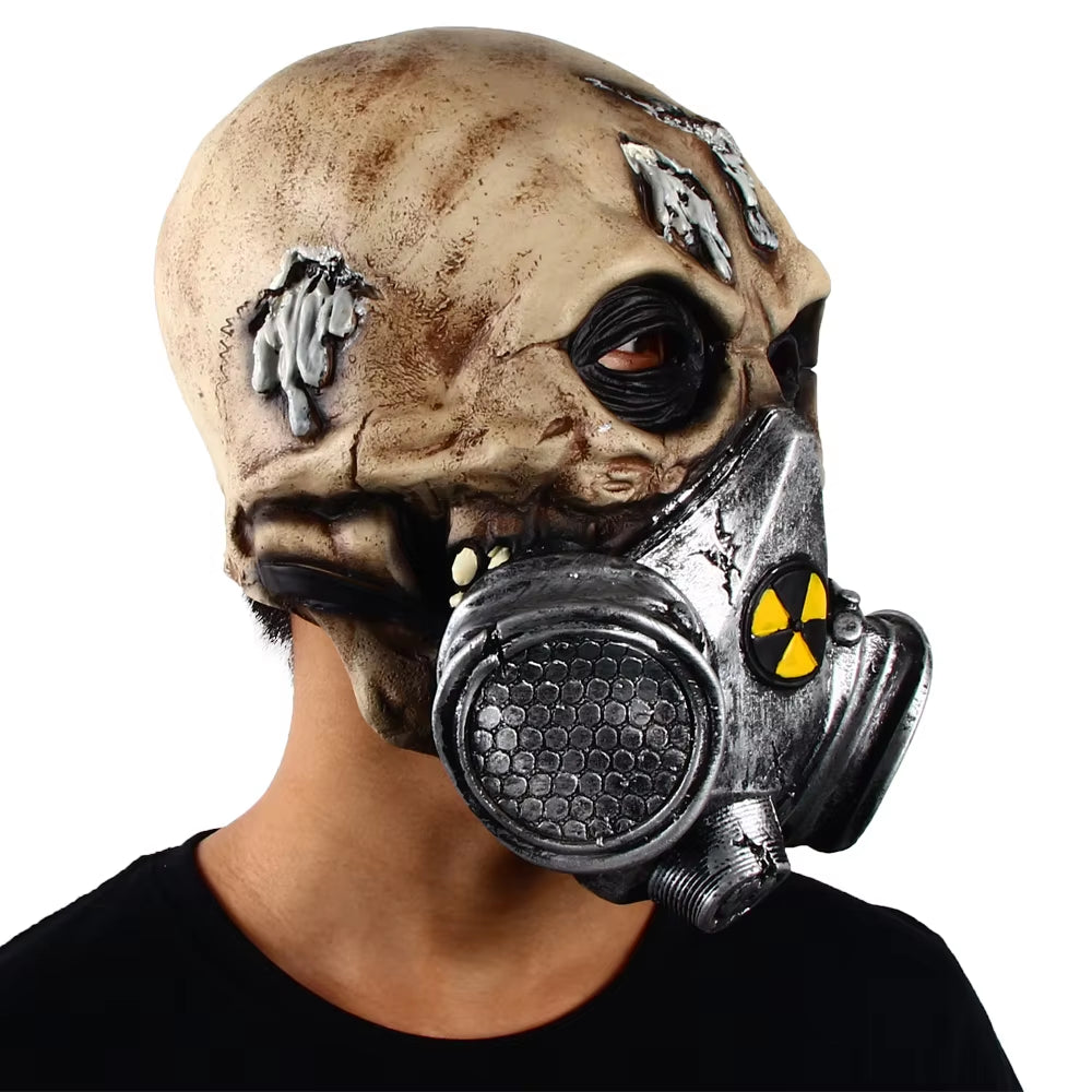 Skull Biohazard Scary Mask Zombie Terror Headgear Halloween Horror Party Cosplay Costume Latex Props