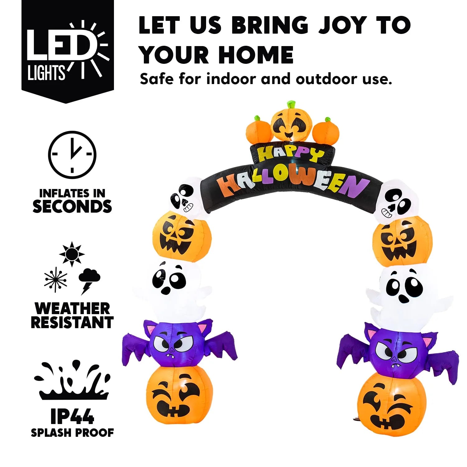 8 Ft Halloween Inflatable Pumpkin Archway Outdoor Decoration with Build-In LED Lights,Archway Halloween Blow up for Yard,Outside Pumpkin Decor for Party,Garden