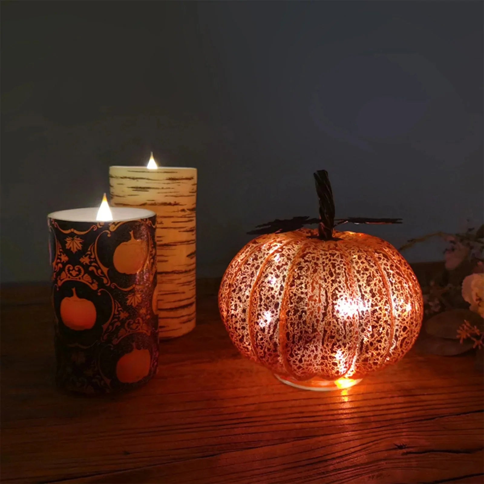 Plastic Jack O Lantern Pumpkins Halloween Light up Pumpkin Outdoor Indoor Battery Operated Lighted Pumpkin with Spooky Face Halloween Pumpkin Decorations Party Favor Gifts