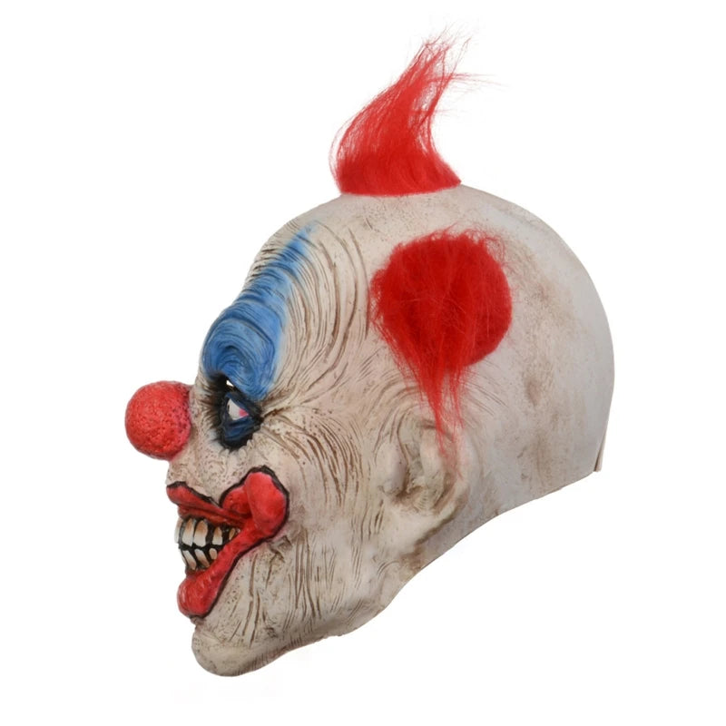 Halloween Mask Scary Smiling Clown Mask with Red Hair Halloween Headgear