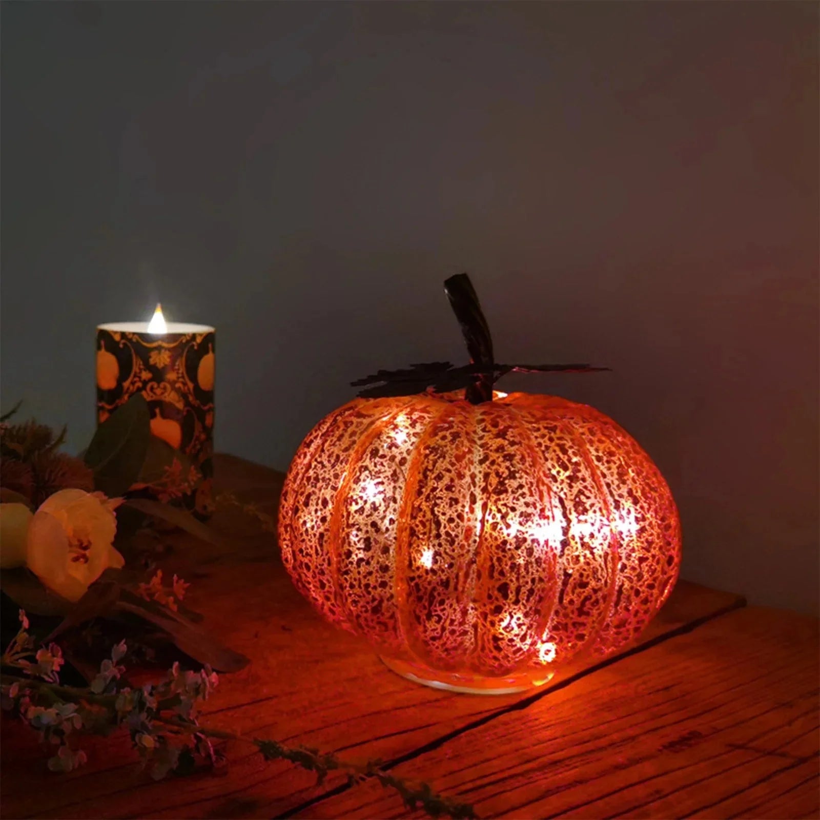 Plastic Jack O Lantern Pumpkins Halloween Light up Pumpkin Outdoor Indoor Battery Operated Lighted Pumpkin with Spooky Face Halloween Pumpkin Decorations Party Favor Gifts