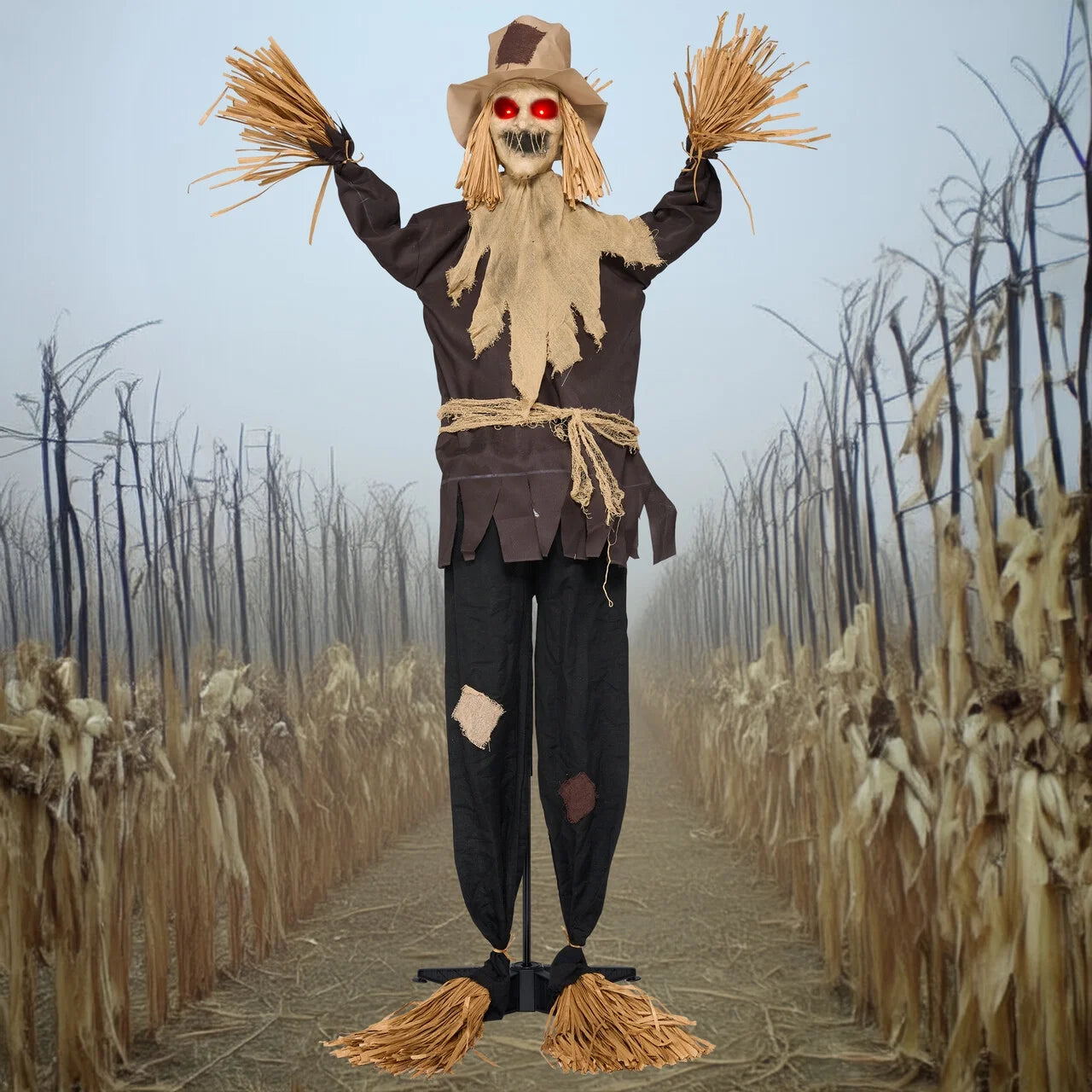 Halloween Decorations Outdoor,70" Light up Animated Scary Decorations Scarecrow Decorations Halloween Motion Activated Scarecro with LED Eyes & Sound