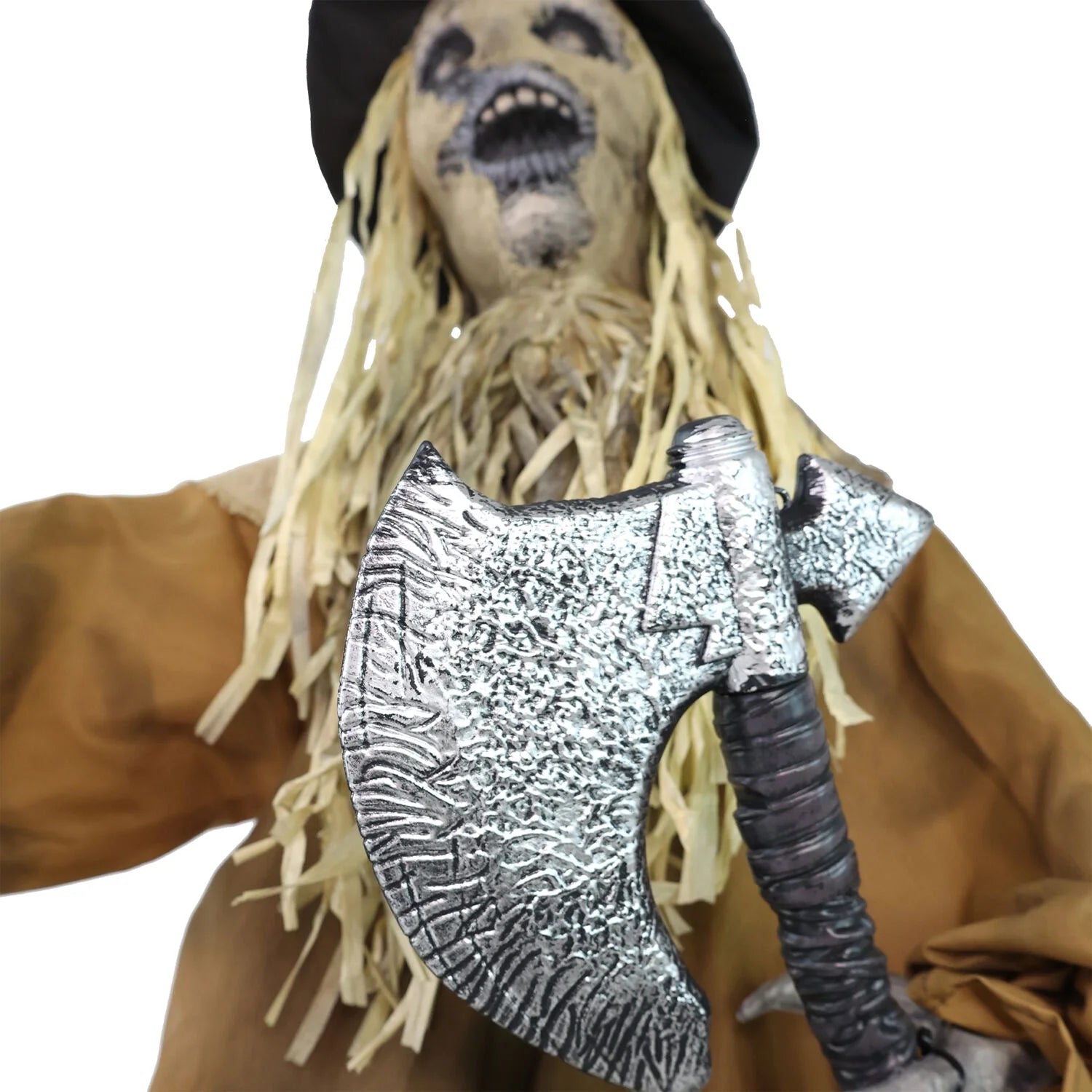 Lifesize Animatronic Haunted Scarecrow with Lights and Sound, Halloween Decoration, HHSCR-7FLSA