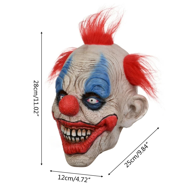 Halloween Mask Scary Smiling Clown Mask with Red Hair Halloween Headgear