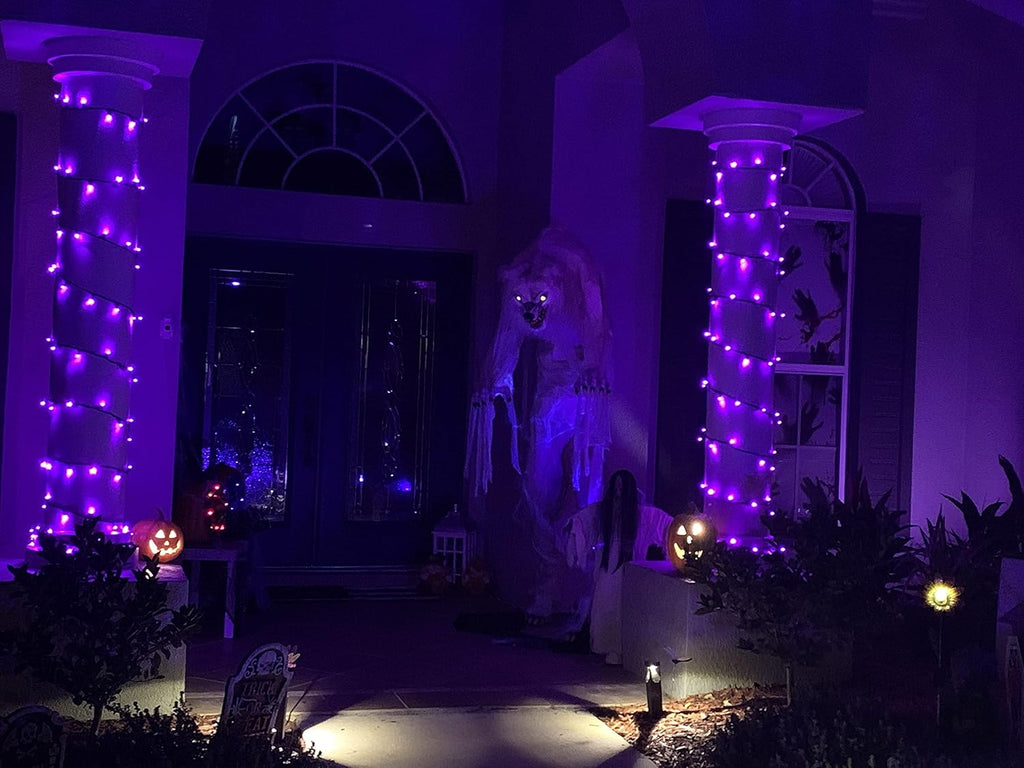 300 LED Purple Halloween Lights, 99FT Connectable 8 Lighting Modes Plug in Fairy Lights, Waterproof for Outdoor, Halloween Christmas Wedding Party Garden Decorations (Purple