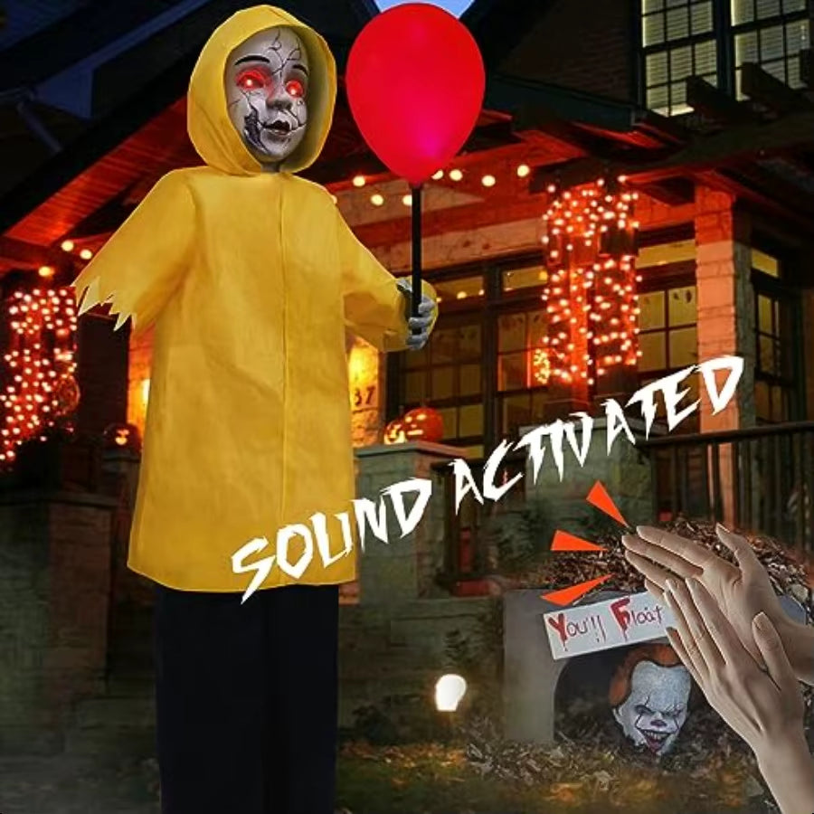 Halloween Decorations Outdoor 4 Ft Life Size Animatronics Prop with Glowing Balloon Soundactivated Sensor Scary Decor for Home