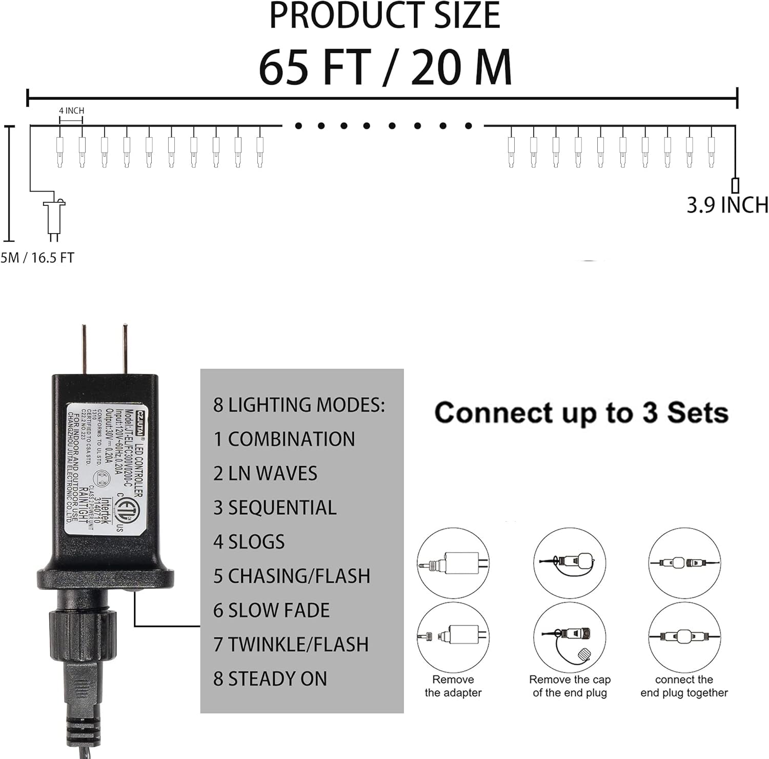 200 LED Halloween Mini String Lights, 65FT Light up 8 Modes Halloween Decorations Fairy Lights for Indoor Outdoor Room Garden Holiday Party (Purple)