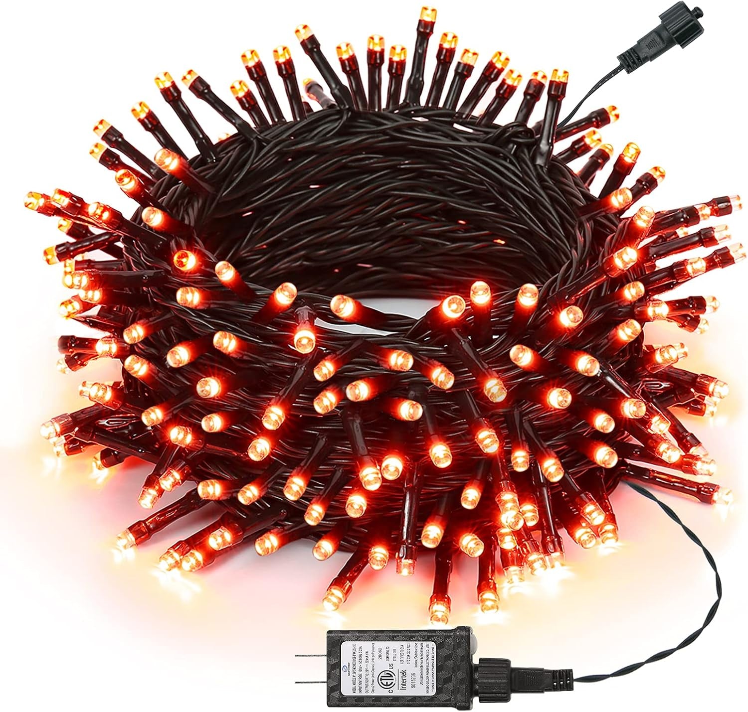 Orange Halloween Lights, 100FT 300 LED String Lights with 8 Modes Timer Waterproof Plug in Indoor Outdoor String Light for Halloween Decorations