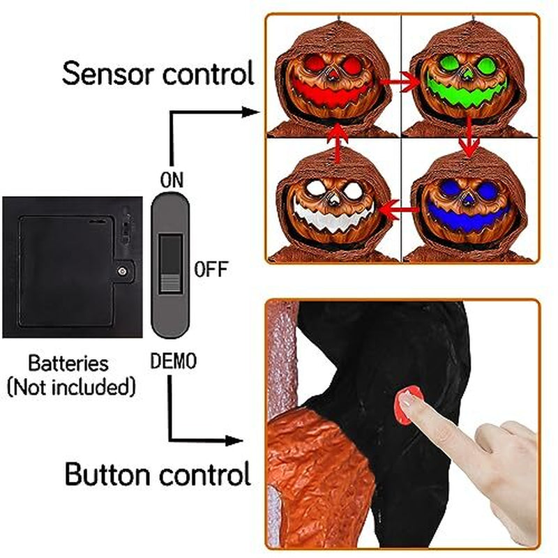 Halloween Hanging Decorations Outdoor 48.5" Animated Pumpkin Ghost with Spooky