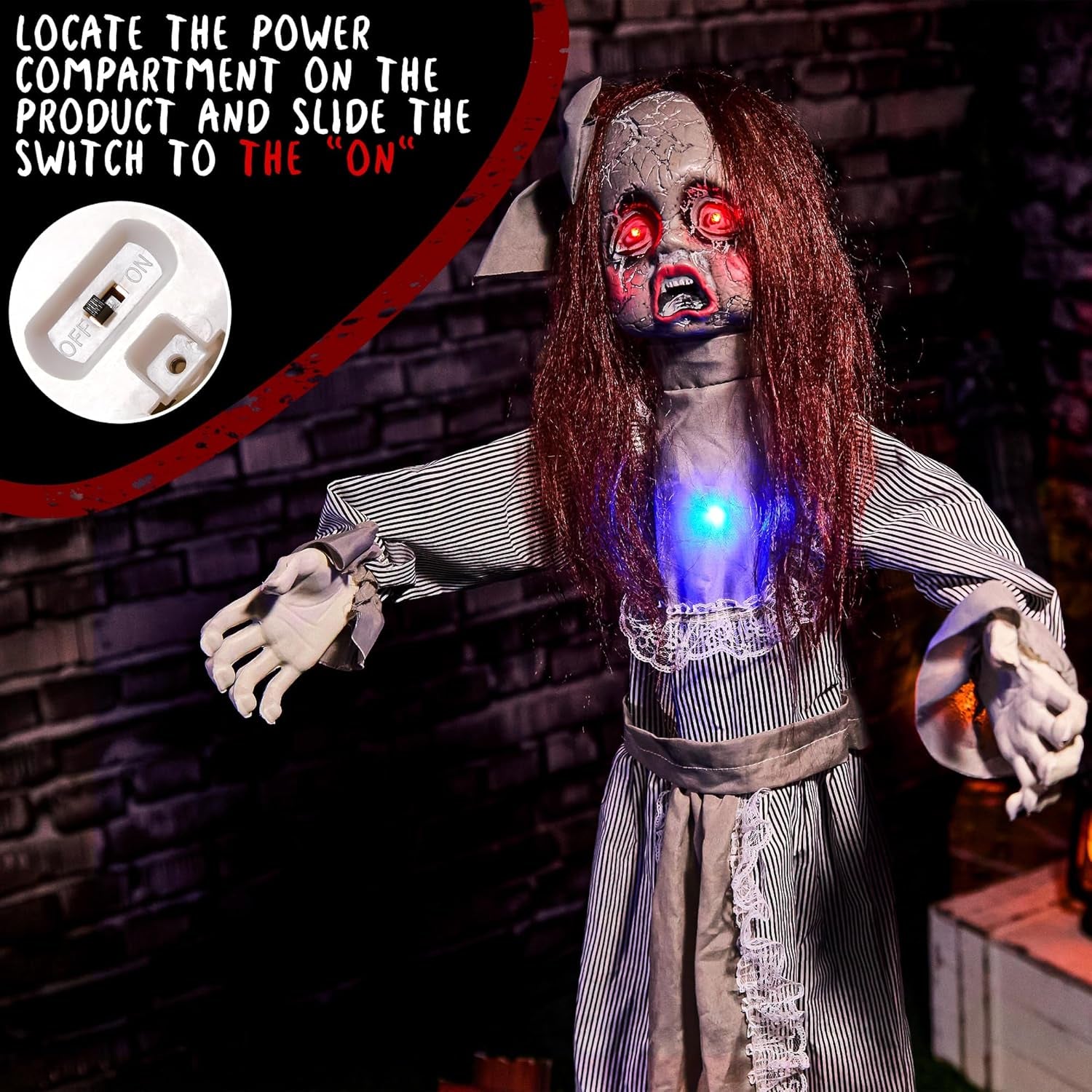 Halloween Animatronics 4Ft Creepy Doll Decoration - 48Inch Animated Scary Talkin