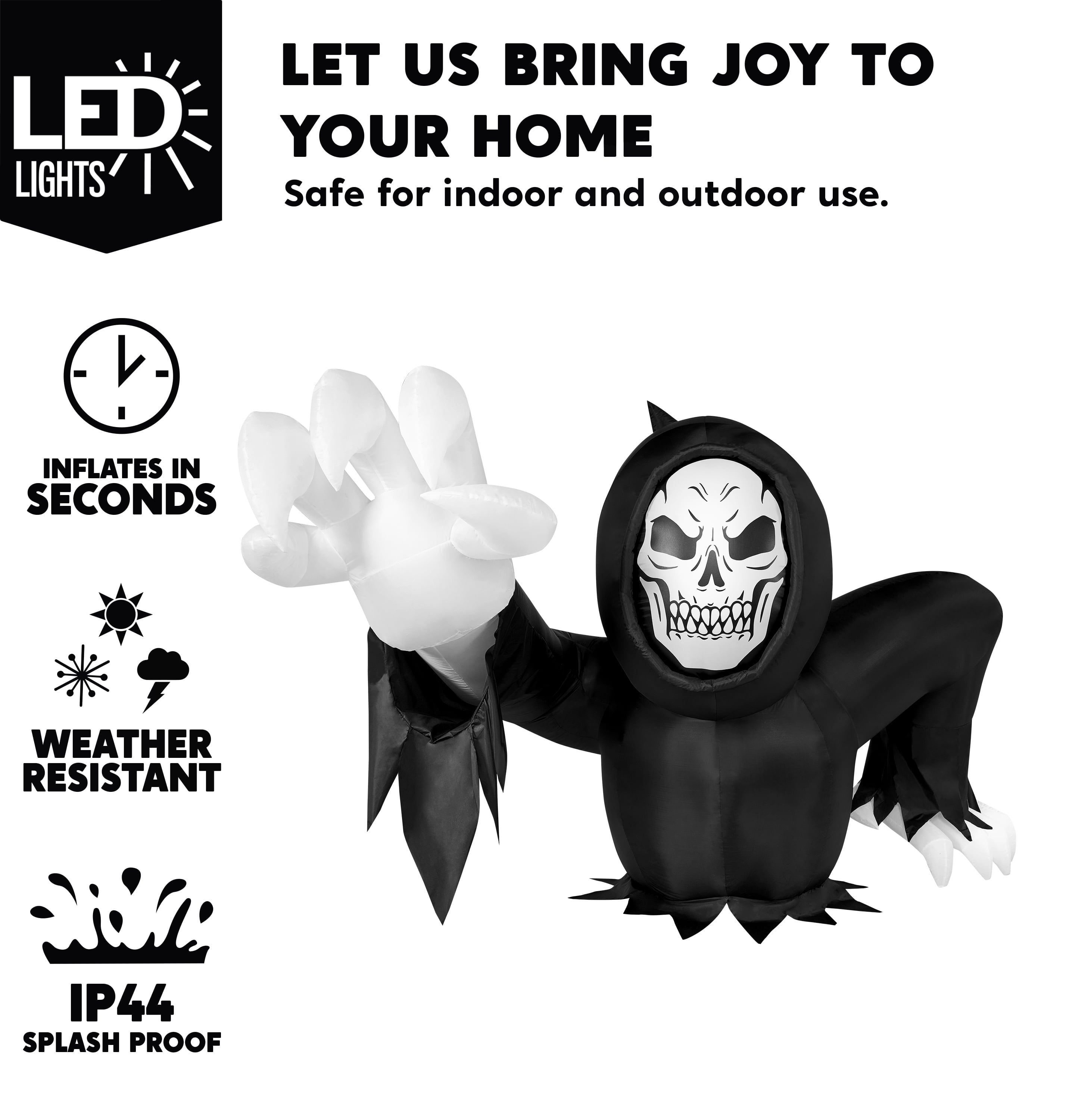 8 FT Halloween Inflatables Long Light up Grim Reaper Ground Breaker Halloween Inflatables Outdoor Decorations,Blow up Halloween Yard Decorations