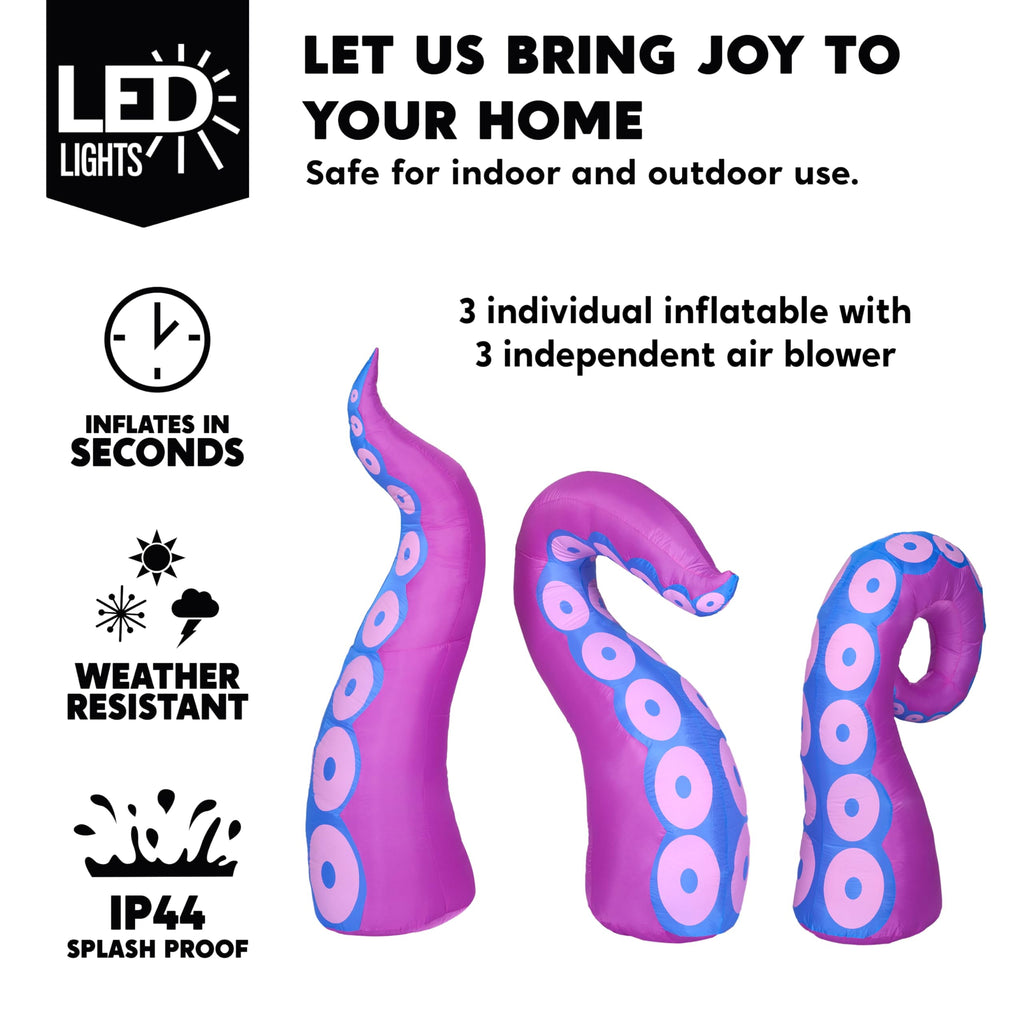 Halloween Inflatable Octopus Tentacle Outdoor with Built-In Leds,4.5,5,6 Ft Window Inflatables Halloween Decorations Outdoor Blow up Yard Lawn Decoration