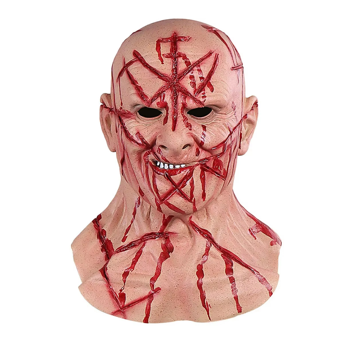 Halloween Horror Headgear Scary Bloody Murderer Mask Latex Material Evil Role-Playing Props Tricky Prank Toy Masquerade Props
