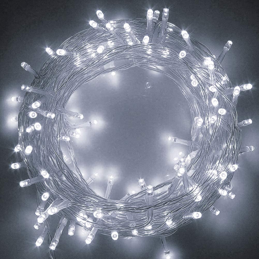 66Ft 200 LED Indoor String Lights, Pulg in String Lights 8 Modes Waterproof Indoor Outdoor Christmas Tree Wedding Party Bedroom Decorations (White)