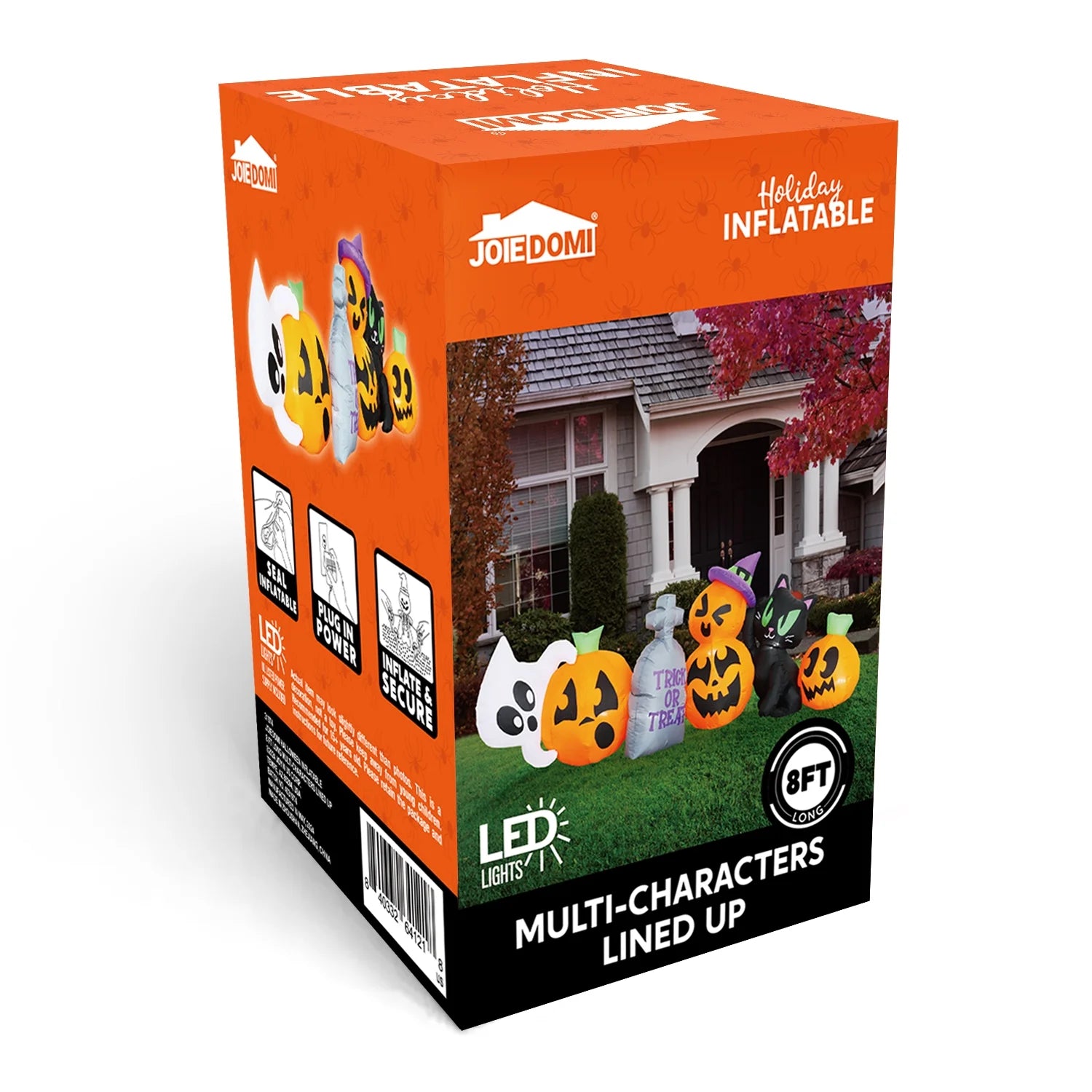 8 Ft Halloween Inflatables Characters,Long Light up Pumpkin Ghost Cat Tombstone Halloween Blow up Yard Decorations,Outdoor Halloween Decor