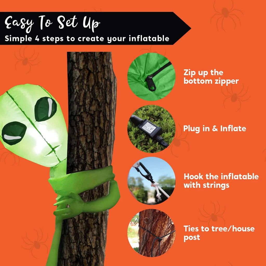 4 FT Halloween Inflatable Alien Tree Ghost Inflatable with Build-In Leds,Outdoor Blow up Inflatables Yard Decoration Decorations