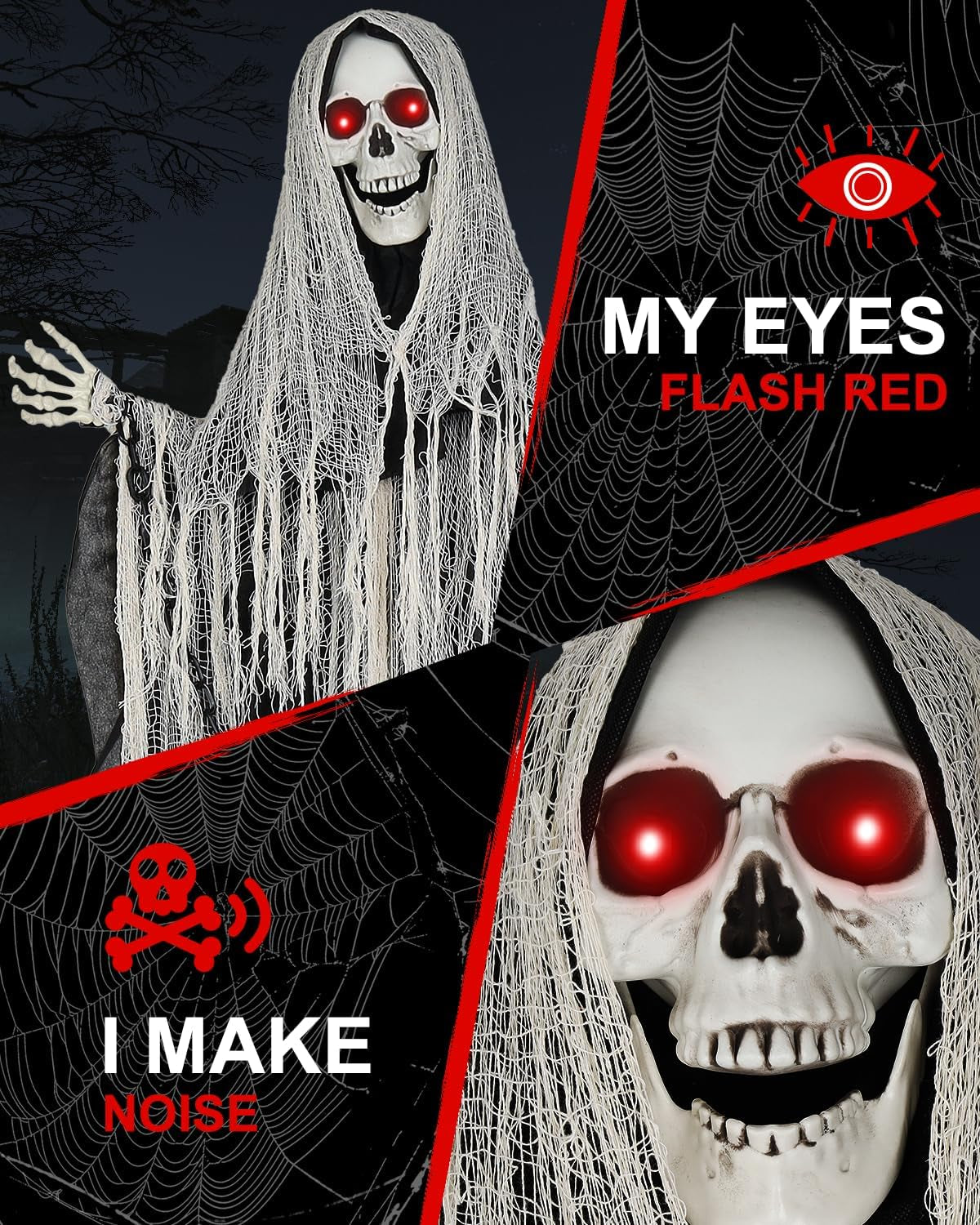 Life-Size Animated Grim Reaper Halloween Decorations Outdoor, Halloween Animatro