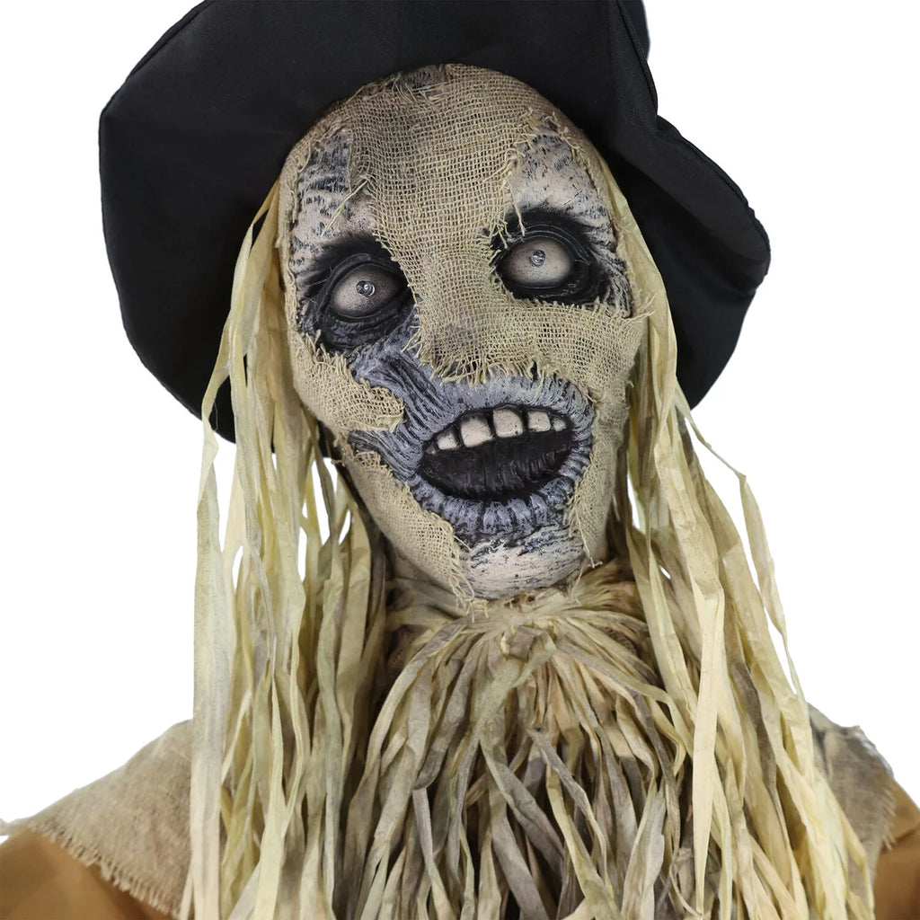 Lifesize Animatronic Haunted Scarecrow with Lights and Sound, Halloween Decoration, HHSCR-7FLSA