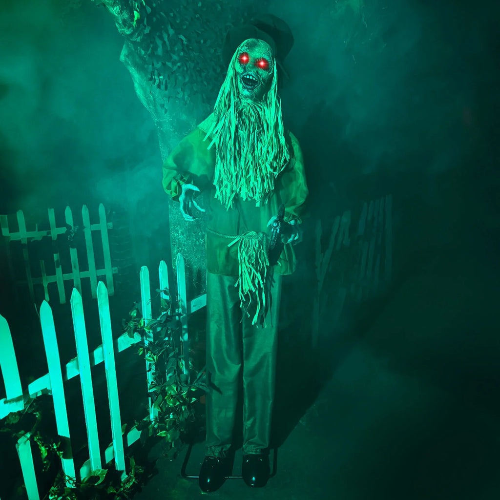 Lifesize Animatronic Haunted Scarecrow with Lights and Sound, Halloween Decoration, HHSCR-7FLSA