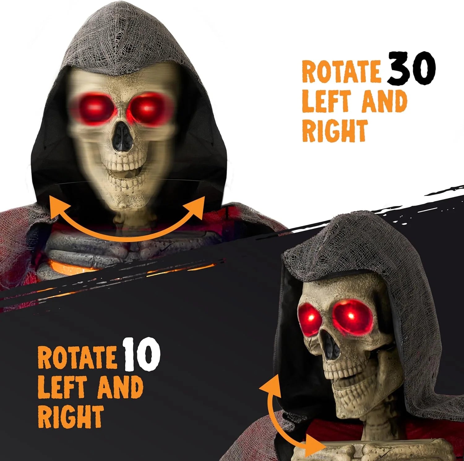 8.3Ft Halloween Decorations Grim Reaper Animatronics, Grim Reaper Halloween Decoration Skeleton Holding Giant Scythe with Light and Infrared Sensor Scary Haunted House Indoor Decor