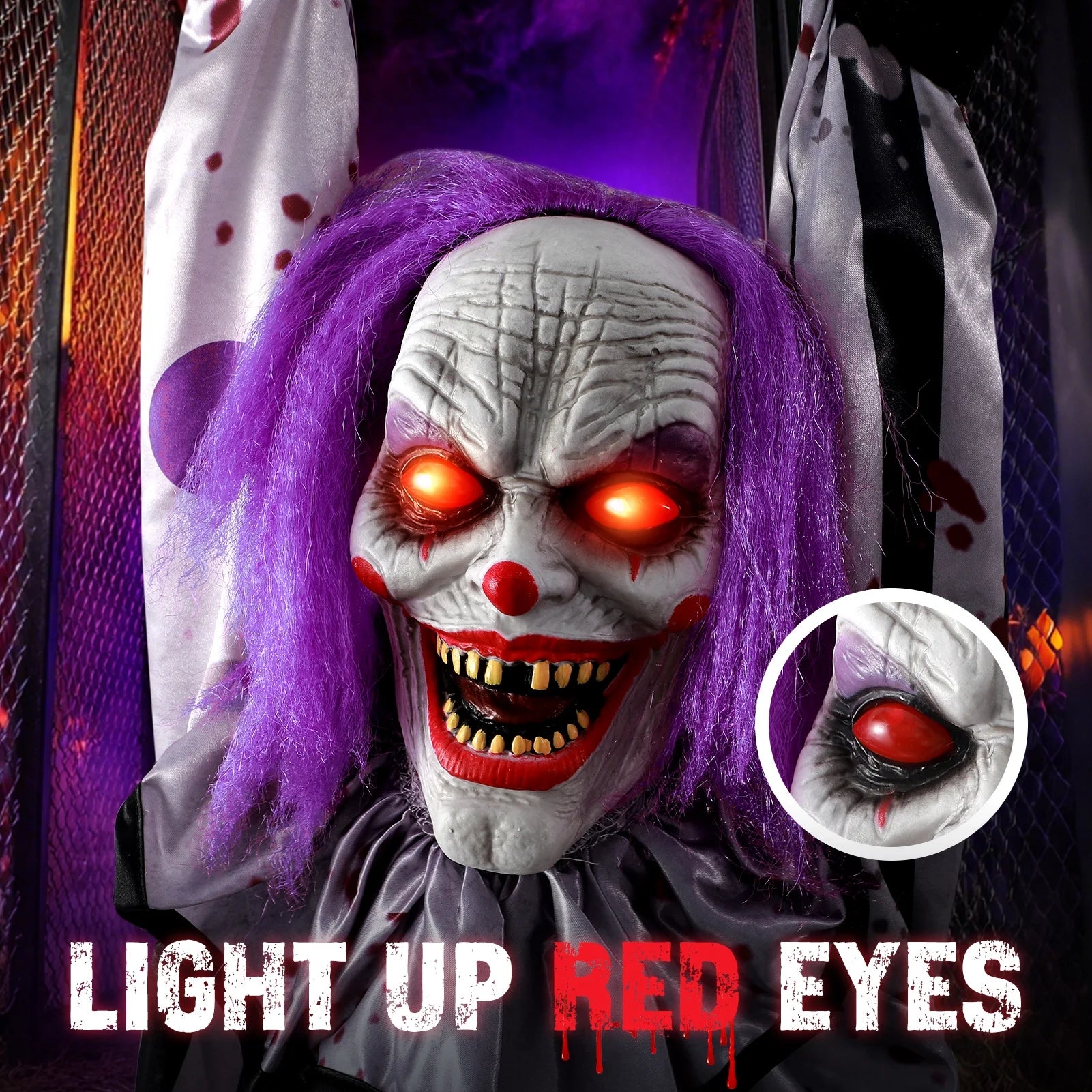 59In Halloween Animatronics, Hanging Halloween Clown Sound Sensor, Scary Halloween Decorations Outdoor, Haunted House Prop