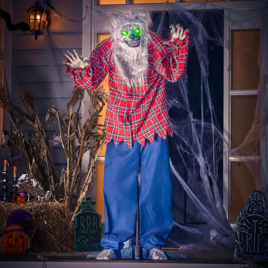 63" Standing Werewolf Large Halloween Decorations Outdoor Scary Decorations Halloween Motion Activated Werewolf with LED Eyes & Sound,Haunted House Decor