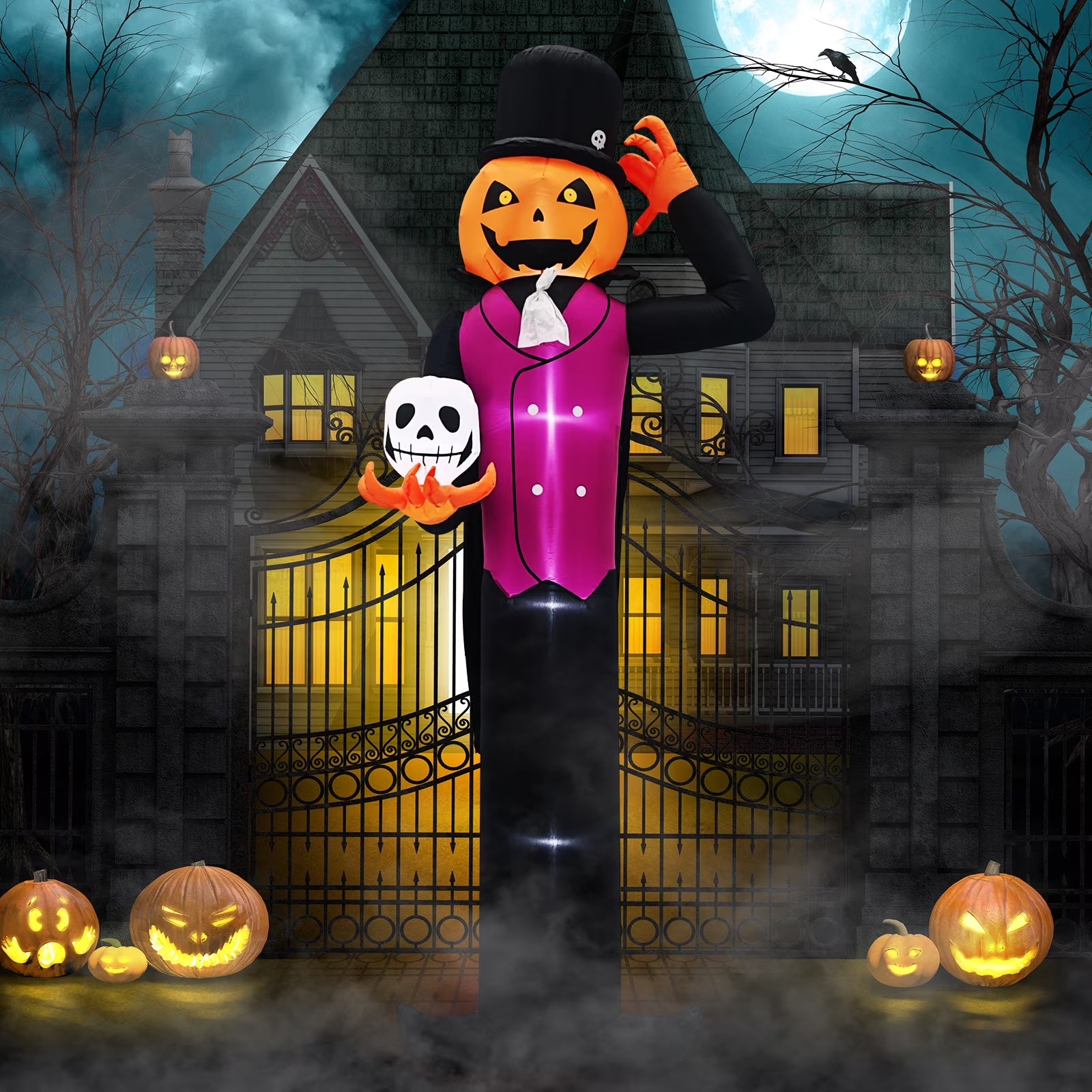 12 FT Halloween Inflatables Pumpkin Man Outdoor Halloween Decoration