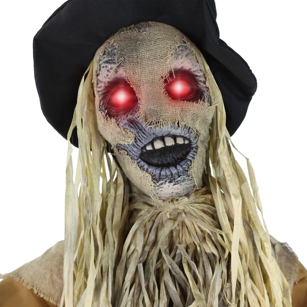 Lifesize Animatronic Haunted Scarecrow with Lights and Sound, Halloween Decoration, HHSCR-7FLSA