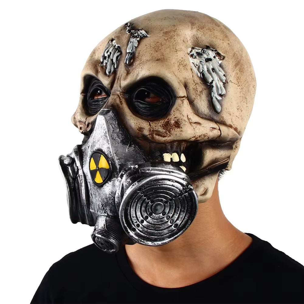 Skull Biohazard Scary Mask Zombie Terror Headgear Halloween Horror Party Cosplay Costume Latex Props