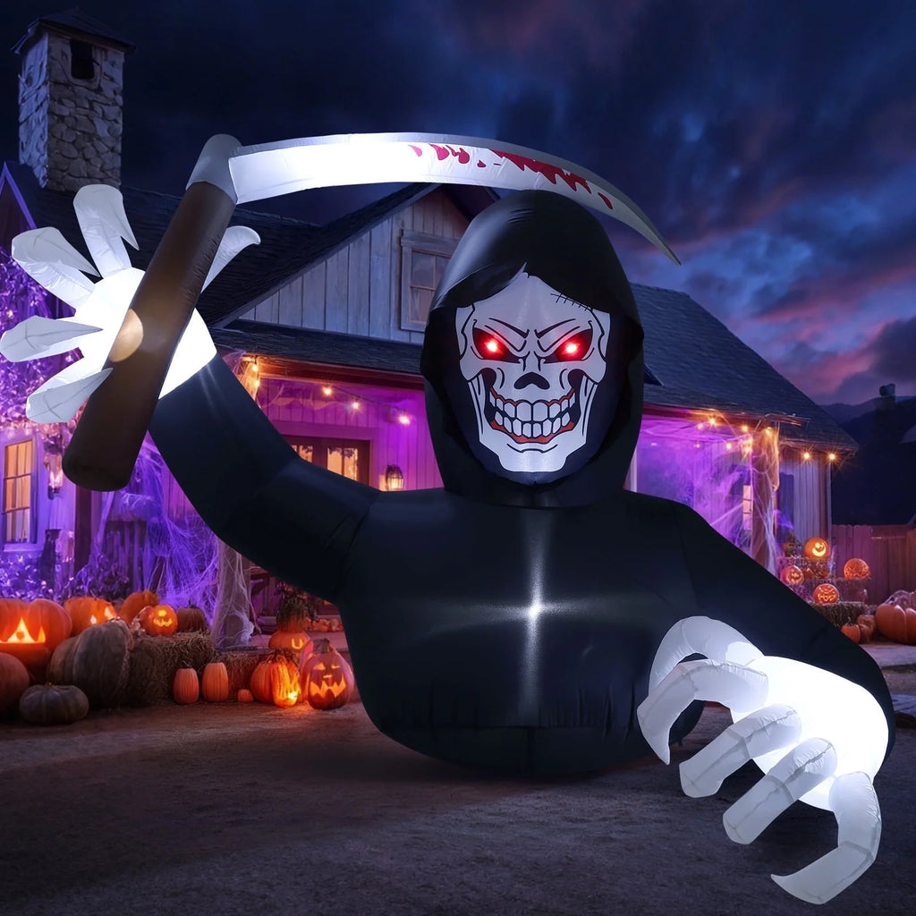 5.9FT Halloween Inflatables Grim Reaper with LED Lights Halloween Blow up Yard Decorations