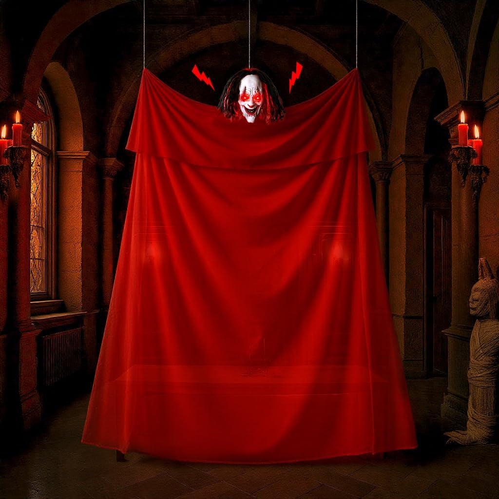 Halloween Decorations Outdoor: Scary Animatronics Hanging Clown with Sound Activ