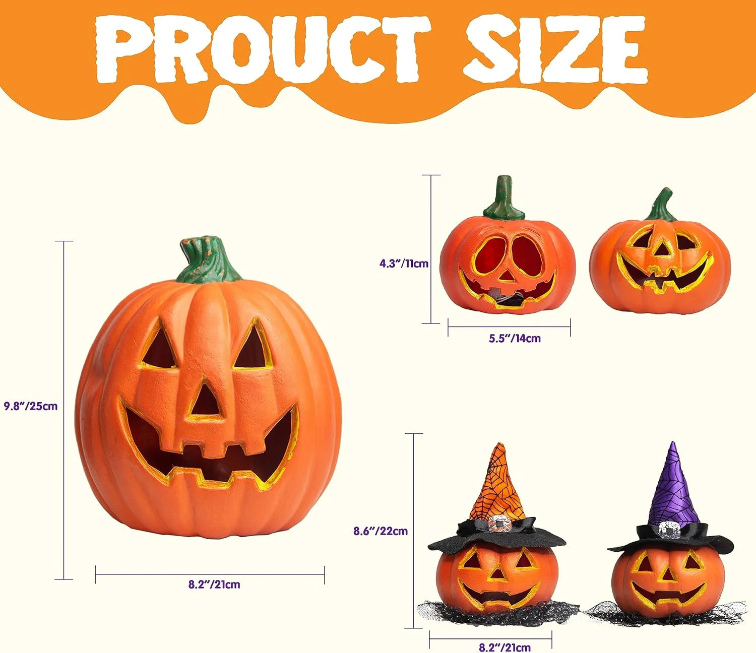 5 Pcs Halloween Decorations Outdoor Light up Pumpkins,Outdoor Halloween Lights,Jack O Lanterns Party Favors for Kids