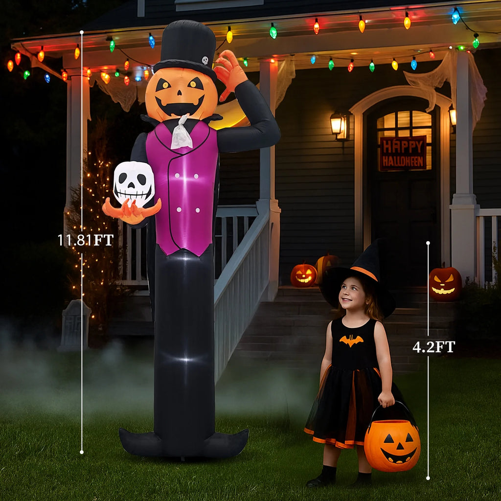 12 FT Halloween Inflatables Pumpkin Man Outdoor Halloween Decoration