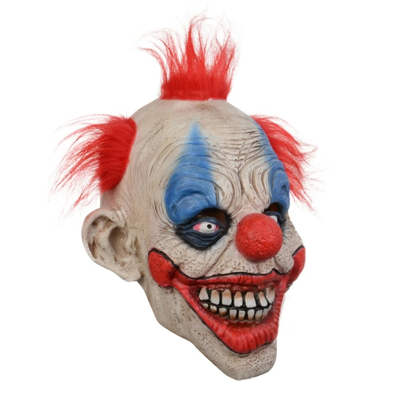 Halloween Mask Scary Smiling Clown Mask with Red Hair Halloween Headgear