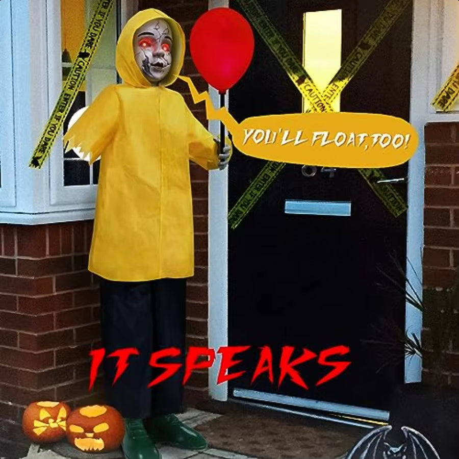 Halloween Decorations Outdoor 4 Ft Life Size Animatronics Prop with Glowing Balloon Soundactivated Sensor Scary Decor for Home