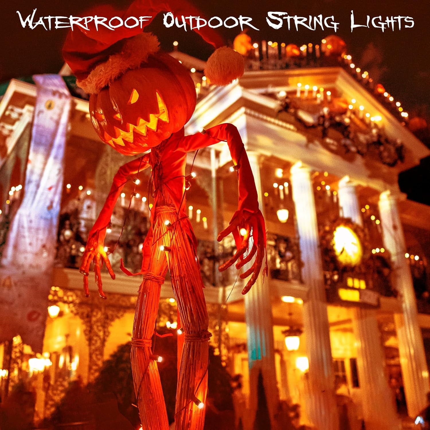 Halloween Lights Orange String Lights Outdoor Indoor Waterproof 300LED Incandescent Mini String Lights 108FT Halloween Decorations for Tree Garden Party Carnival Thanksgiving Christmas Decor