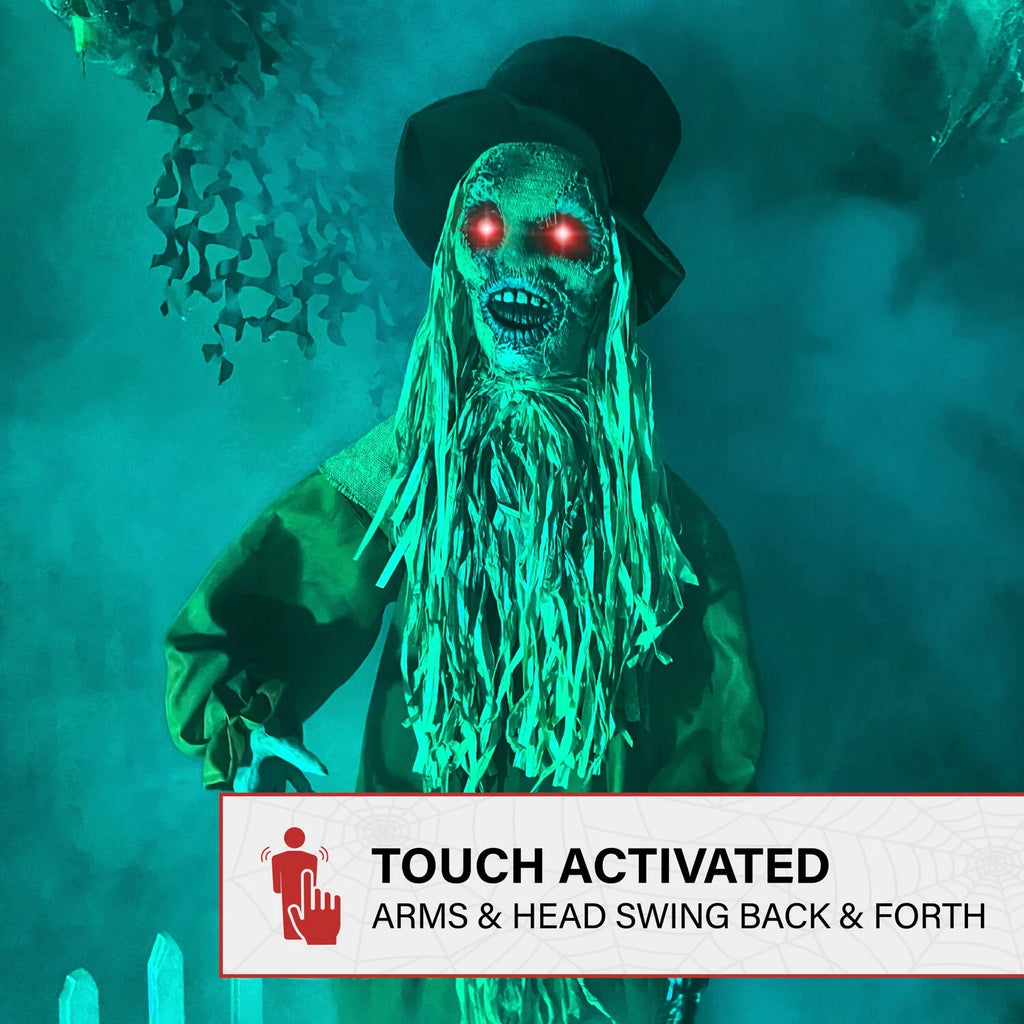Lifesize Animatronic Haunted Scarecrow with Lights and Sound, Halloween Decoration, HHSCR-7FLSA