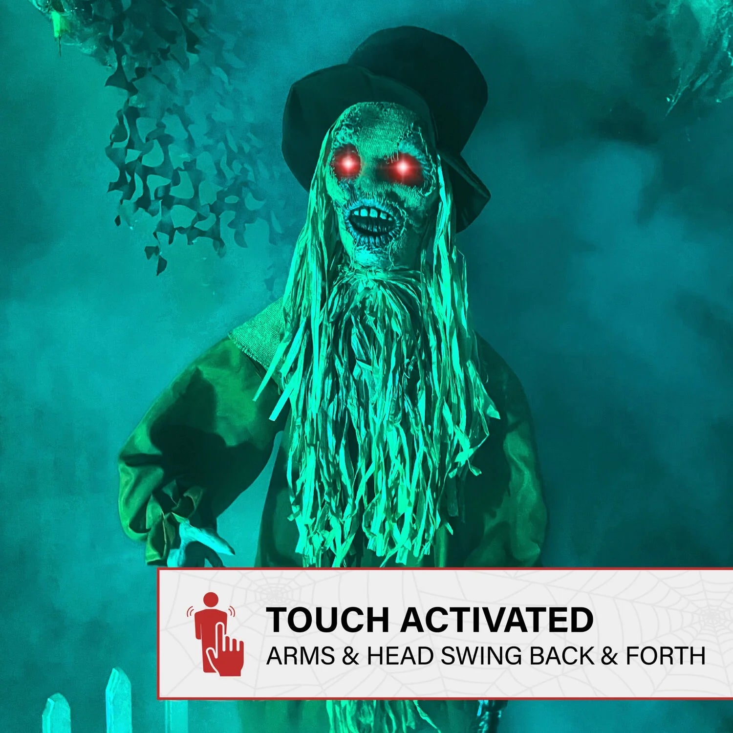 Lifesize Animatronic Haunted Scarecrow with Lights and Sound, Halloween Decoration, HHSCR-7FLSA