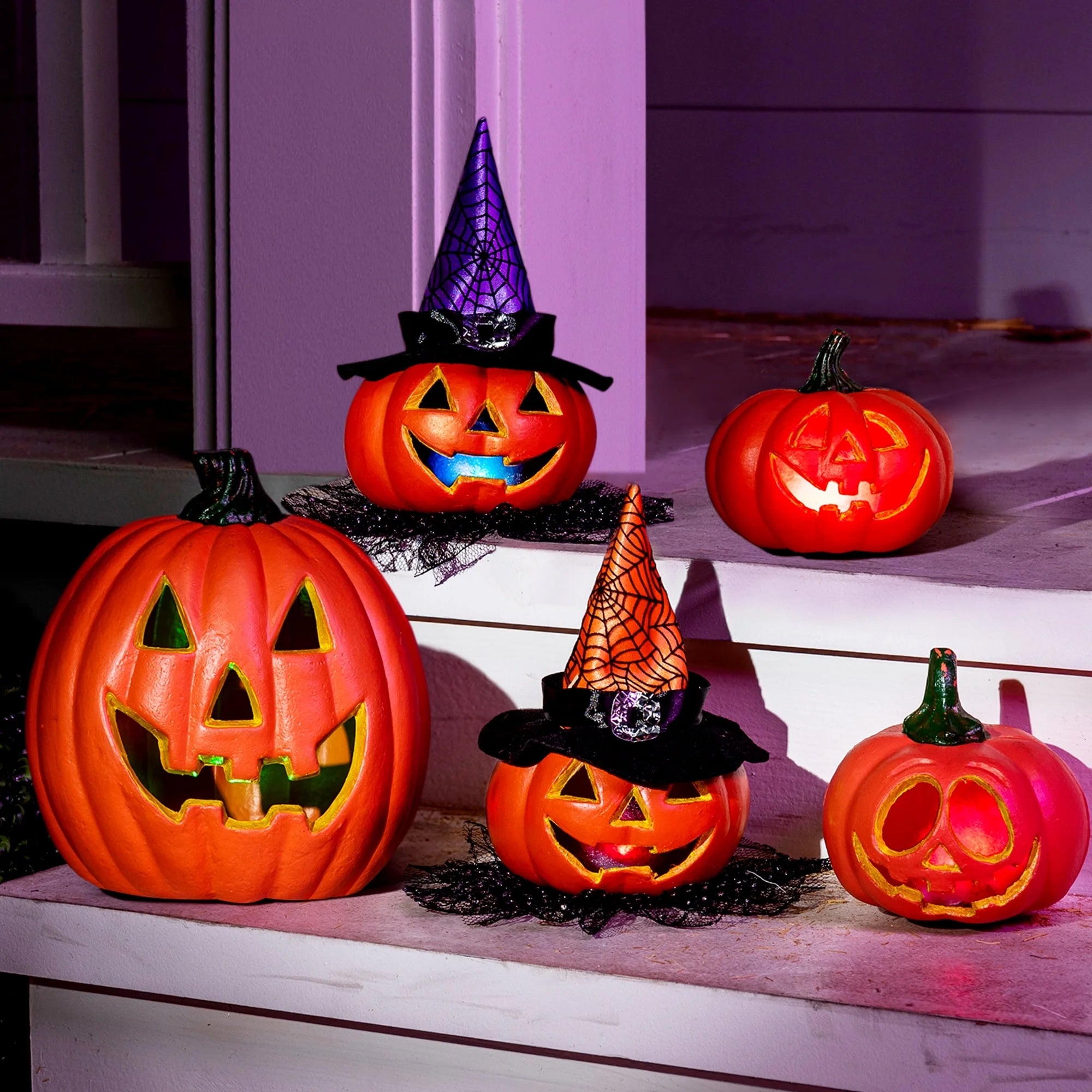 5 Pcs Halloween Decorations Outdoor Light up Pumpkins,Outdoor Halloween Lights,Jack O Lanterns Party Favors for Kids