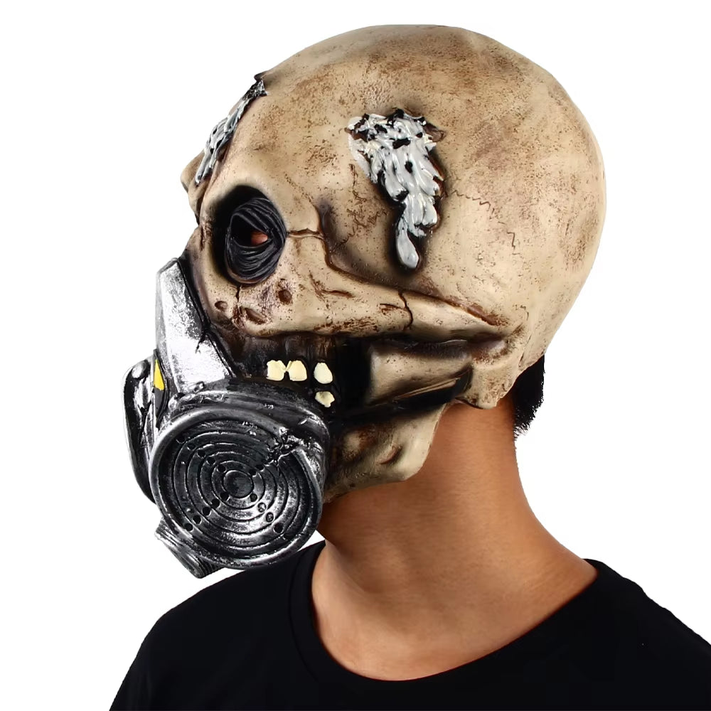 Skull Biohazard Scary Mask Zombie Terror Headgear Halloween Horror Party Cosplay Costume Latex Props