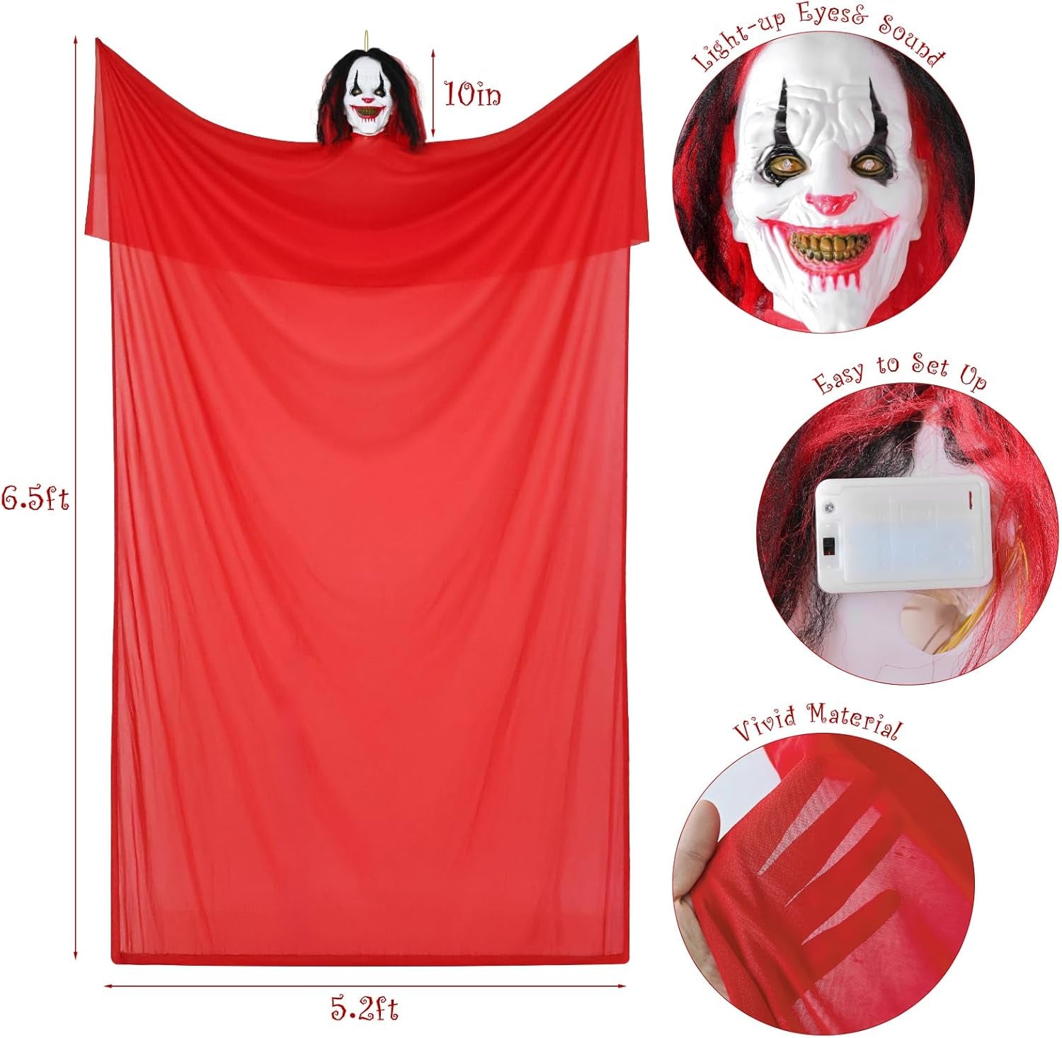 Halloween Decorations Outdoor: Scary Animatronics Hanging Clown with Sound Activ