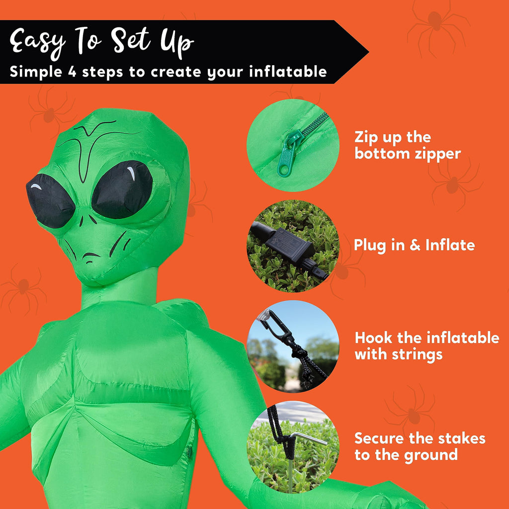 9 Ft Halloween Inflatable Giant Alien Decoration with Built-In Leds,Alien Halloween Decorations Outdoor Blow up Yard Lawn Decoration